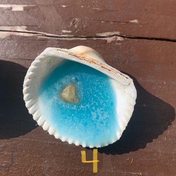 Shimmering Blue Lagoon Resin Ring Holder shells - Picture 5 of 9